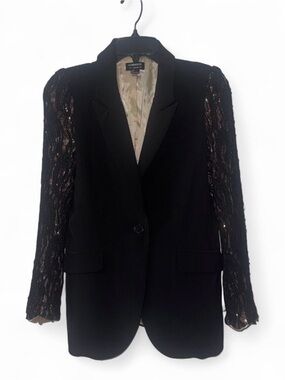 Black Lace Sleeve Blazer Jacket